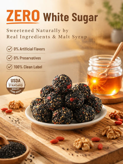 Black Sesame Walnut Date Bites -Evan