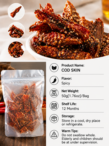 🌶️Premium Crispy Spicy Cod Skin Snack | Crunchy Seafood Chips -Evan